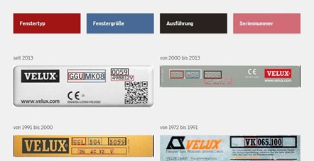 VELUX Typenschild